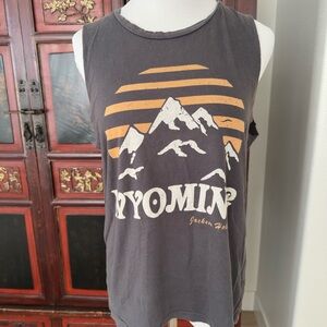 MATE the Label Black Tank Top with Wyoming Orange and White Graphic